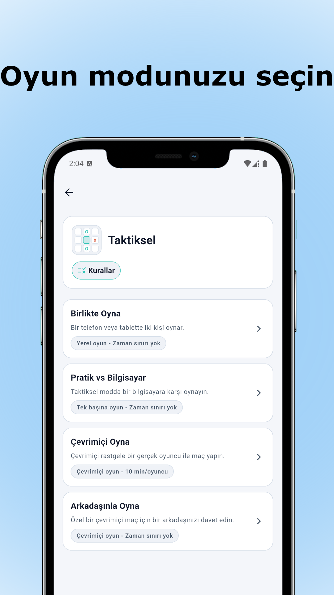 Tactixo ekran goruntusu: Tema
